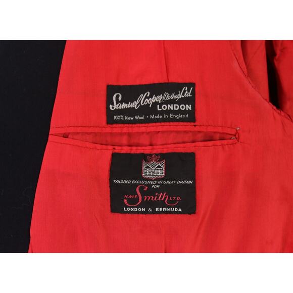 Smith's Bermuda London Samuel Cooper Navy Blue Double Breasted Wool Blazer 40R - Picture 8 of 9